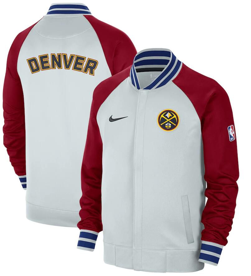 Men Denver Nuggets White Nike City Edition Full Zip Jacket 2023 NBA Jersey